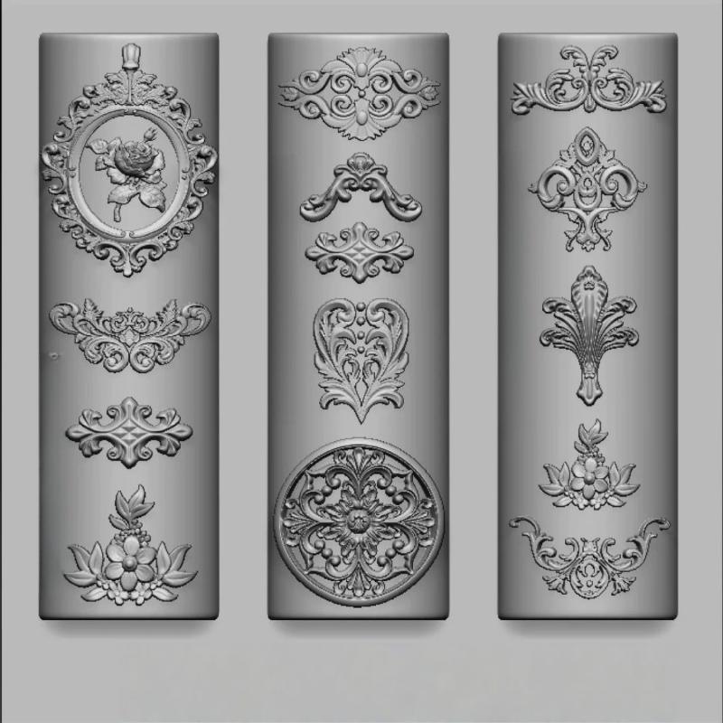 Retro Picture Frame Flowered Window Chinese Knot Nail Art Molds Royal Court Flower Pot Diy Design Silicone Art Nails Mold