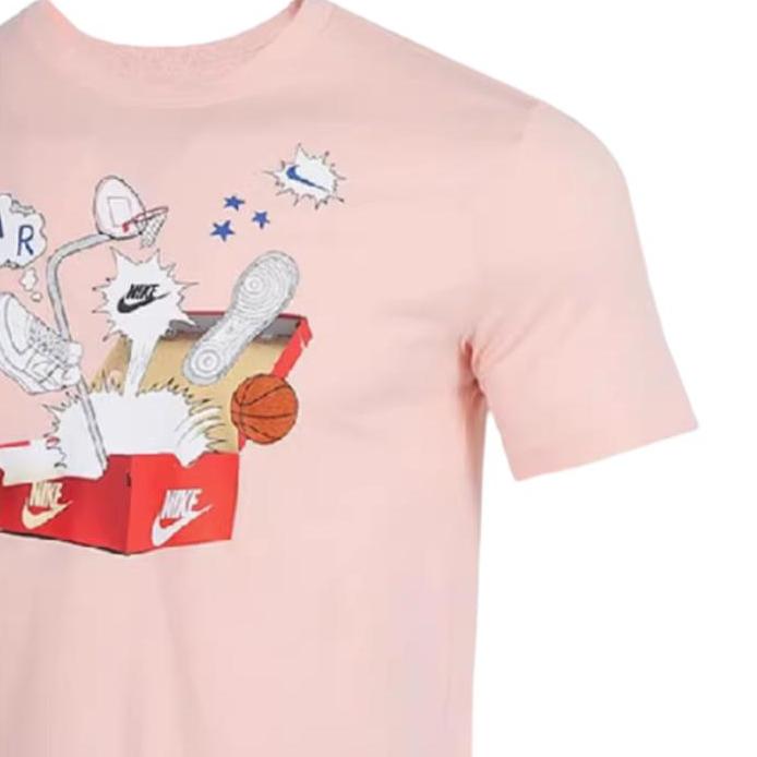 Nike Мужская спортивная футболка кэжуал с принтом логотипа Air, влагоотводящая, дышащая, с коротким рукавом, топы, розовая DH0016-664