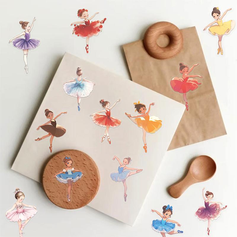 50PCS Cute Ballet Stickers Girls Dance Stickers Pack Waterproof Vinyl Decal for Scrapbook Water Bottle Laptop Phone Computer