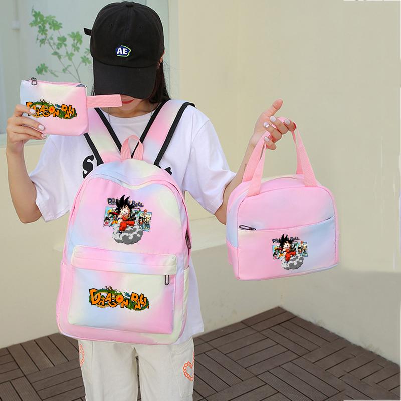 3Pcs/set Anime Dragon Ball Backpack for Girls Boys Back To Schoolbag with Lunch Bag Student Bookbag Men Women Travel Bag Mochila