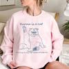 Karma Is A Cat Funny Gothic Sweatshirt Women 90S 2000S Grunge Fashion Hoodies Y2K Midnights Loose Pullovers Jumpers Long Sleeved Unisex