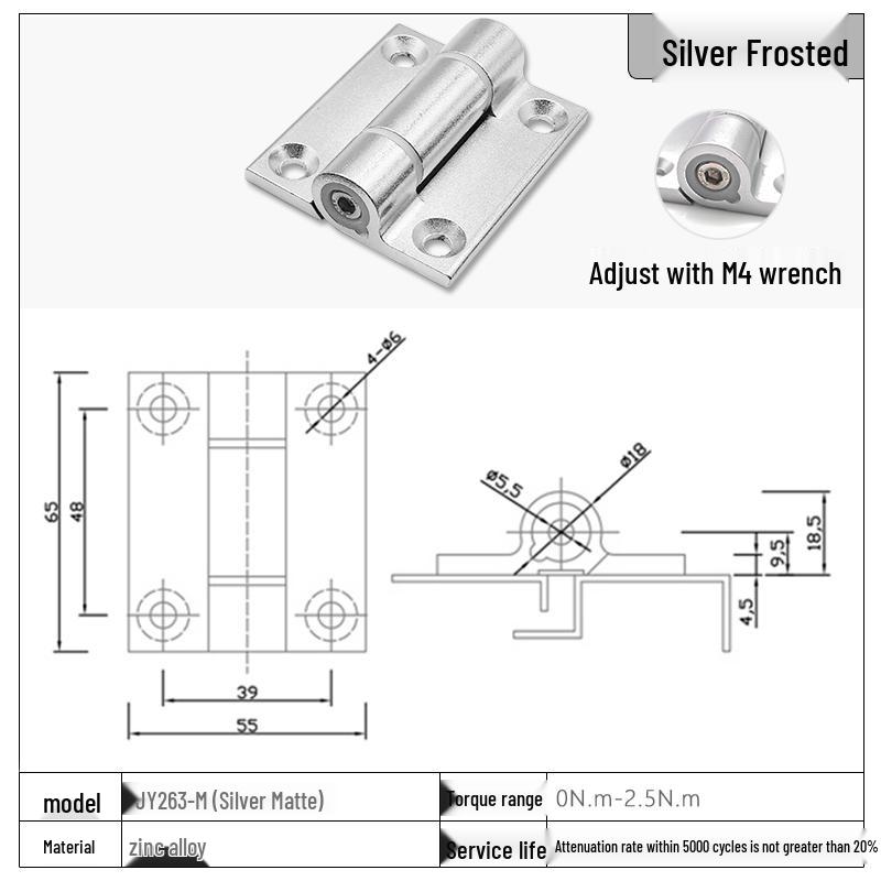 Stainless Steel Adjustable Torque Damping Hinge with Positioning Stop
