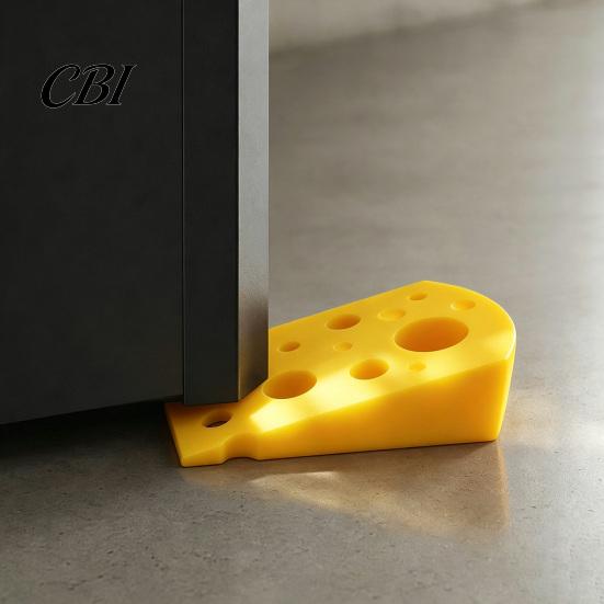 Многоразовый дверной упор, 3D-печатный сырный дверной упор, Нескользящий дверной стопор, Устойчивая базовая клиновидная форма, Защищает стены и мебель, Креативный для спальни и гостиной