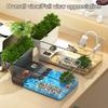 Turtle Tank with Basking Platform Small Plastic Clear Aquarium Tank Desktop Micro Terrarium Habitat for Turtles Crayfish Crab Lizardt