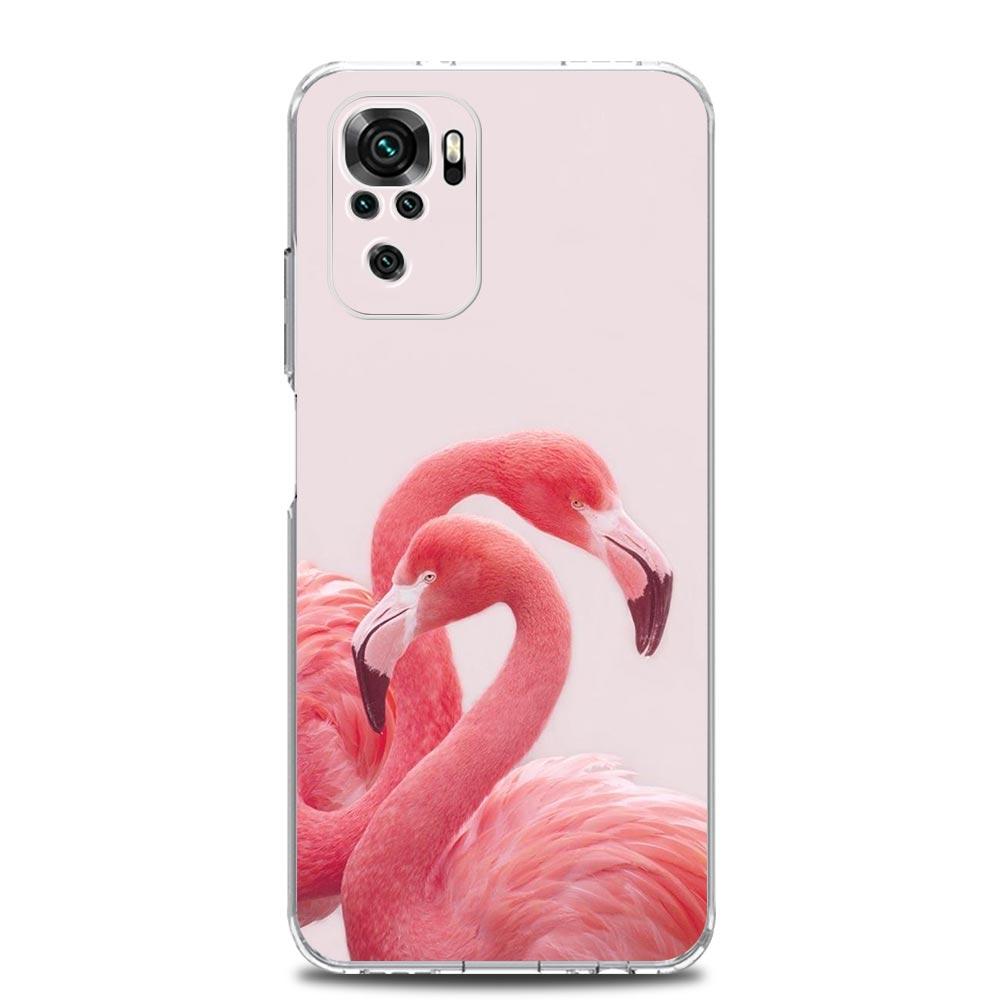 Чехол для телефона для Xiaomi Redmi Note 13 12 5G 9S 9 8 10 11 Pro Plus 4G 9T 13C 12C 10C 9C 9A 7 Прозрачный чехол милые Розовые Фламинго лист