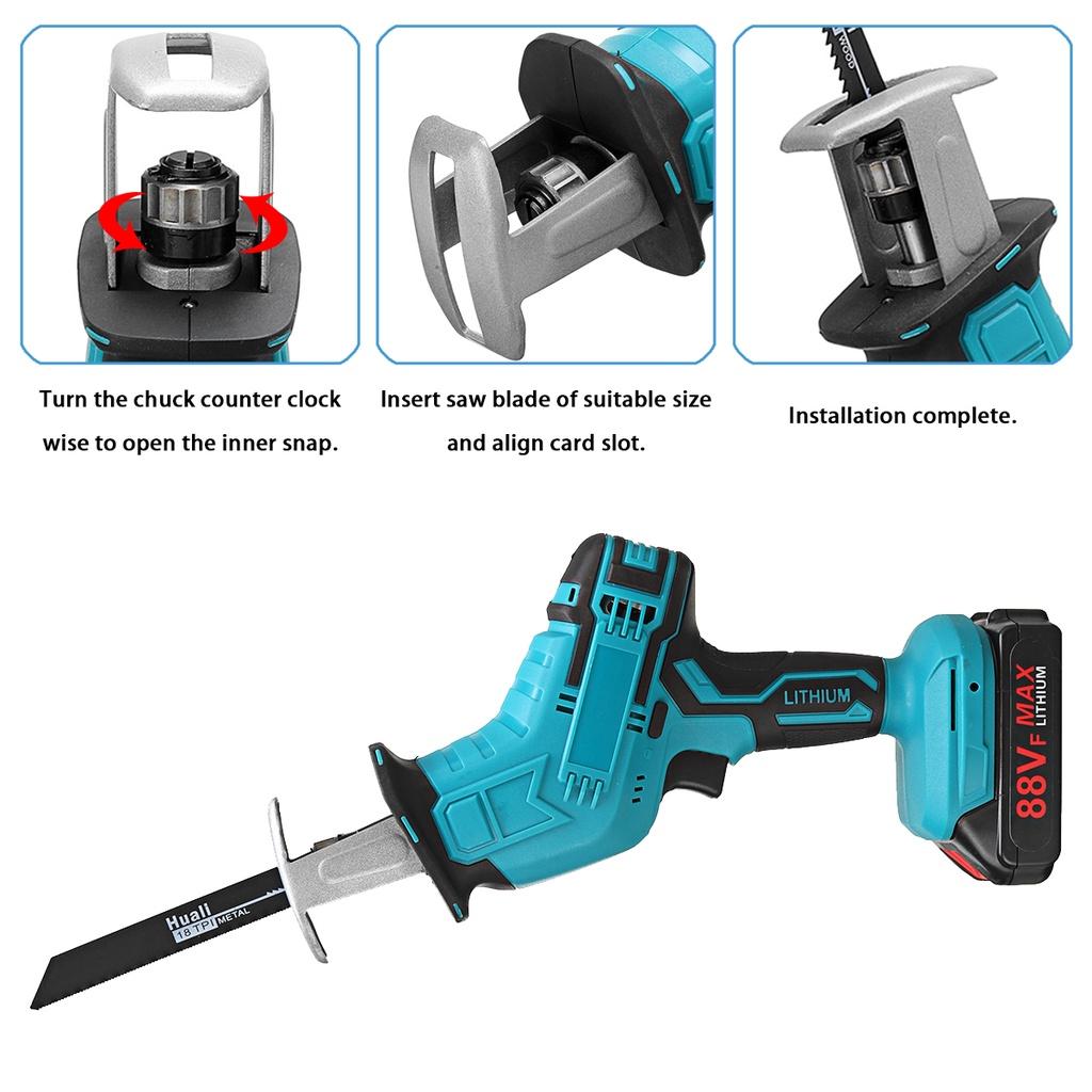 3999 об/мин Синяя аккумуляторная сабельная пила 88 В Электрическая пила с 4 лезвиями Цепные пилы Режущий электроинструмент