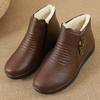 Winter Mom's Shoes Cotton Shoes with Velvet Warmth Middle Aged Short Boots Middle Aged Women's Shoes Elderly Flat Leather Shoes Anti Slip Winter Shoes