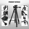 150cm/ 59in Portable Camera Tripod Stand Aluminum Alloy Photography Travel Tripod 3kg Load Capacity