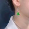 Популярные серьги Новые высококачественные крючки для ушей Серьги-ромбы с зеленым опалом Нишевые серьги с дизайном в стиле легкой роскоши