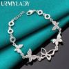 925 Sterling Silver Five Butterfly Charm Chain Bracelet For Women Wedding Celebration Engagement Fashion Jewelry