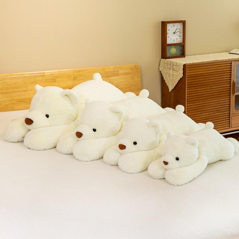 Милая лежащая кукла-медведь, плюшевая игрушка, кукла белого медведя, домашняя подушка для дивана, детская успокаивающая кукла для сна