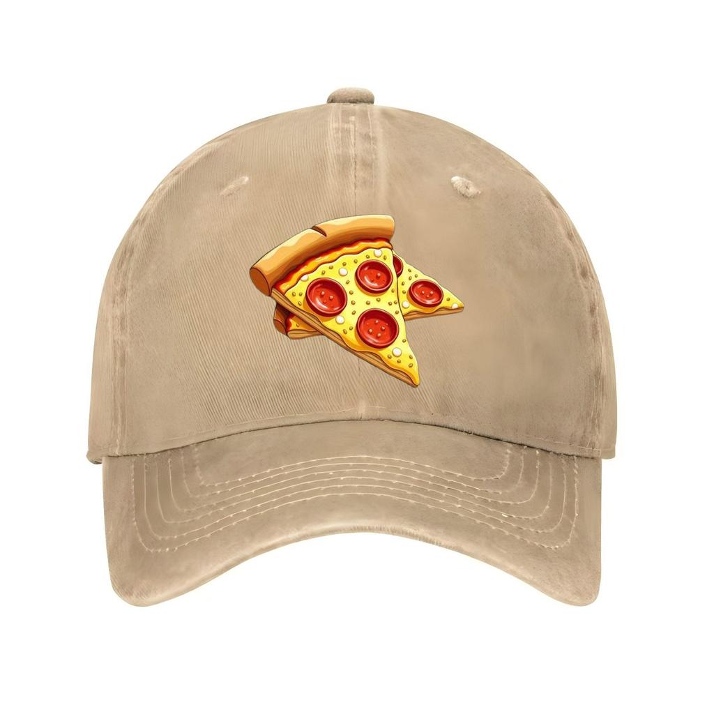 Pizza Slice Graphic Baseball Cap Adjustable Polyester Casual Streetwear Sun Protection Hat for Adults