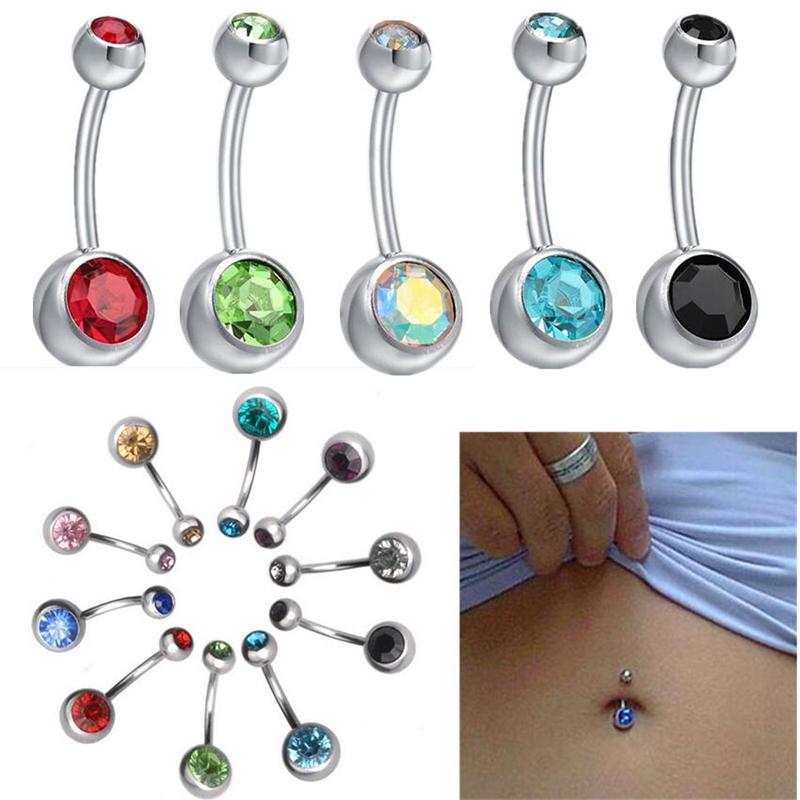 New Fashion Sexy Women Surgical Steel Crystal Navel Belly Button Rings Bar Body Piercing Jewelry
