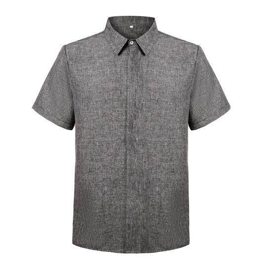 Мужская рубашка с короткими рукавами и лацканами, однотонные топы с пуговицами, свободная посадка, повседневные тонкие топы, мужская одежда