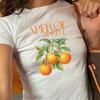 Модная женская футболка с принтом фруктов и апельсинов, забавная повседневная футболка с круглым вырезом и короткими рукавами, летняя женская футболка