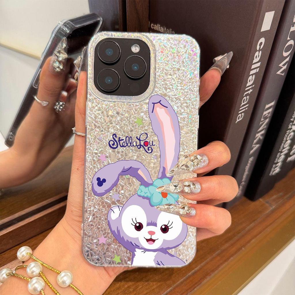 Чехол для iphone 16 Plus 18 Pro Max 12 13 14 15 11 XS Max Air 17 Pro XR Счастливым кроликом Блестящий Трескающийся Фольга Акрил ТПУ Чехол для телефона