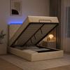 Ottoman Bed with Mattress and LED Cream 120 x 200 cm Fabric