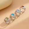 4 pcs Crystal Bracelets Zircon Pleated Open Ring Colorful Vintage Ring Set  Girls