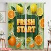 2pcs 2D Flat Printing Curtains Fresh Start Citrus Flowers Polyester Without Electricity Party Decorations Use for All Occasions