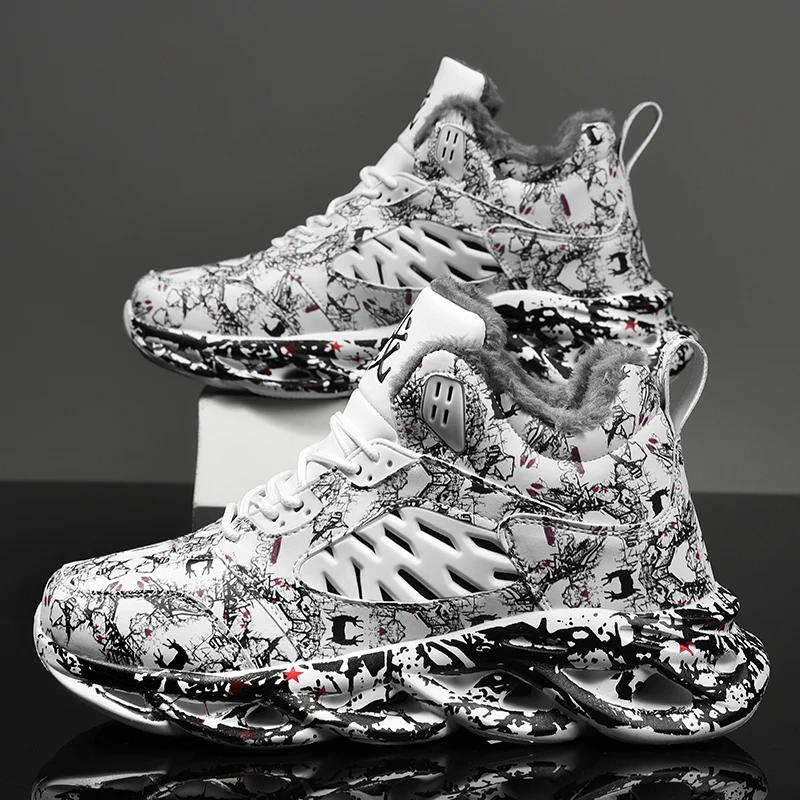 Мужские ботинки Зимняя теплая обувь Водонепроницаемые плюшевые кроссовки Мужская обувь для тенниса Меховые ботинки Мужские кроссовки Зимние ботинки для мужчин