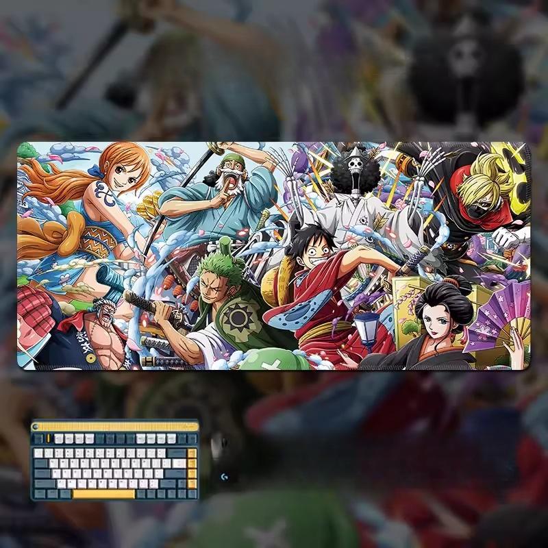 Коврик для мыши с рисунком высокой четкости ONE PIECE, очень большой, анимация, Луффи, для гейминга, настольный коврик, компьютерный коврик, офисный, водонепроницаемый, нескользящий, кожаный коврик для мыши