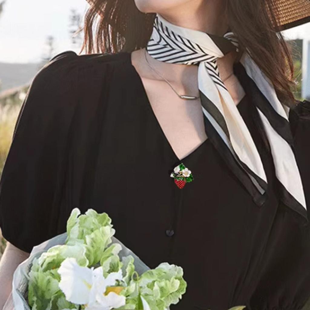 Винтажная брошь в форме клубники со стразами, расписанная вручную, брошь в виде фруктов, эмалевая булавка на лацкан, украшения для одежды, аксессуары