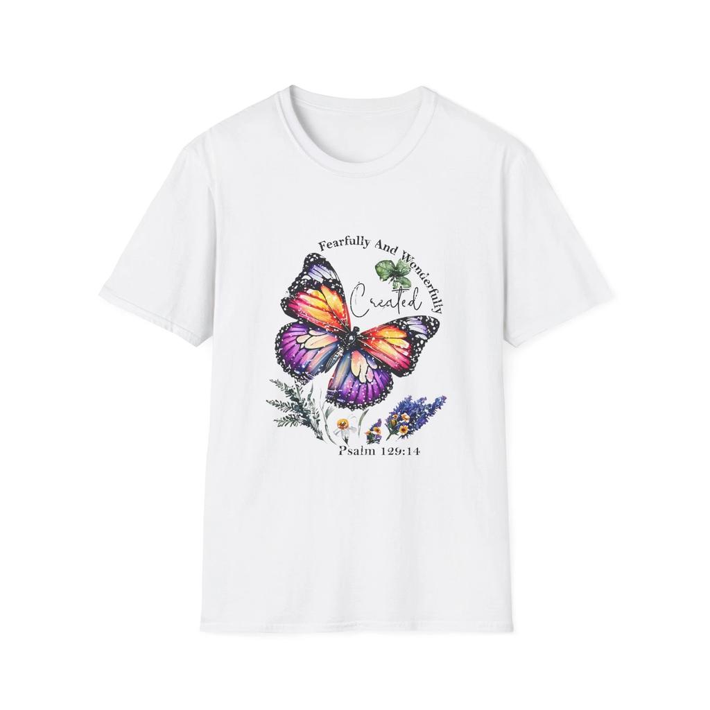 Fearfully and Wonderfully Made Butterfly T-Shirt, Inspirational Tee, Christian