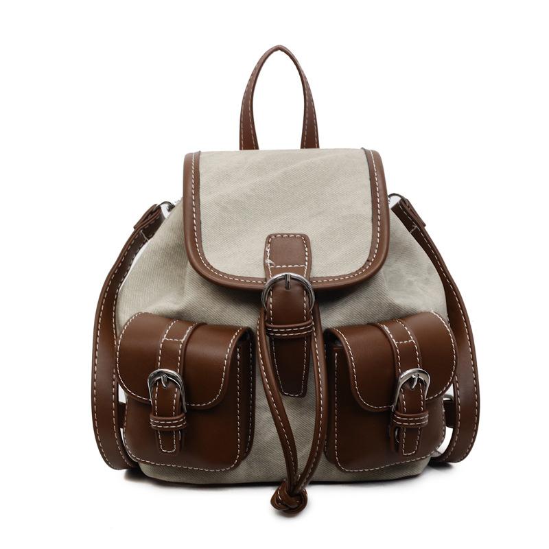 Новый осенне-зимний повседневный рюкзак контрастного цвета большой вместимости, женский нишевый ретро рюкзак для поездок на работу, универсальный