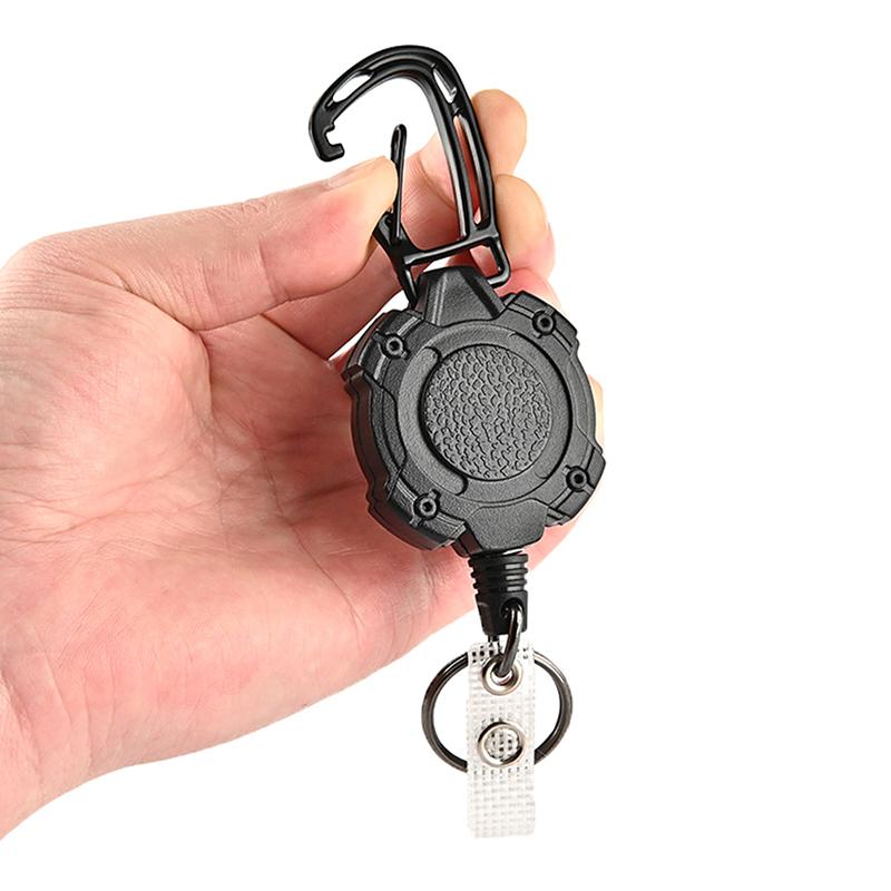 1Pc Anti-Theft Metal Easy-To-Pull Buckle Elastic Keychain Retractable Key Ring