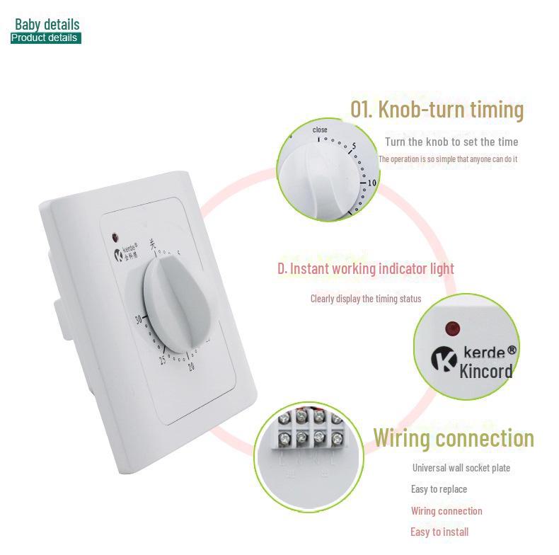 Настенная розетка с таймером на 30 минут для водяного насоса - Таймерный выключатель Jinkede 86 Type
