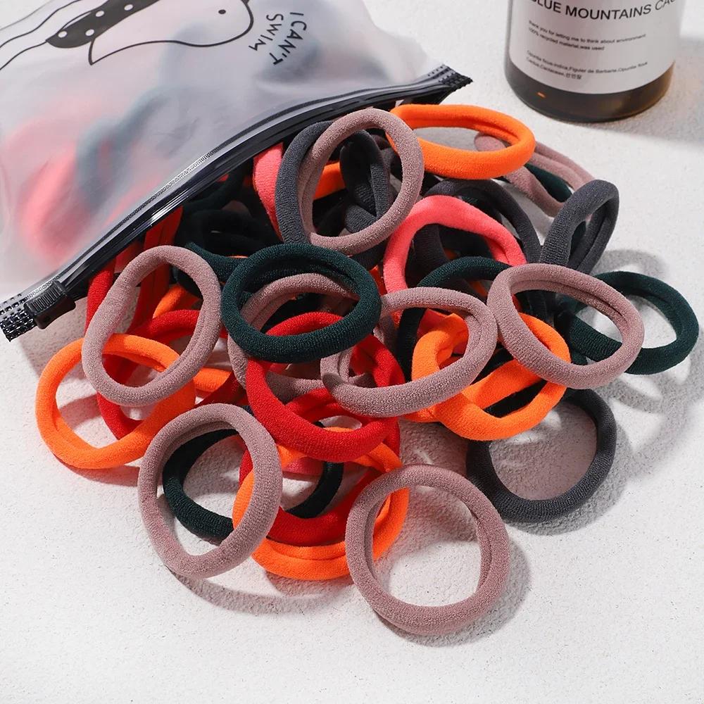 30/50/100PCS/Lot Girl Mix Colors Hair Bands Basic Hair Ties Elastic Headband Hair Scrunchies Women Accessories Ponytail Holder