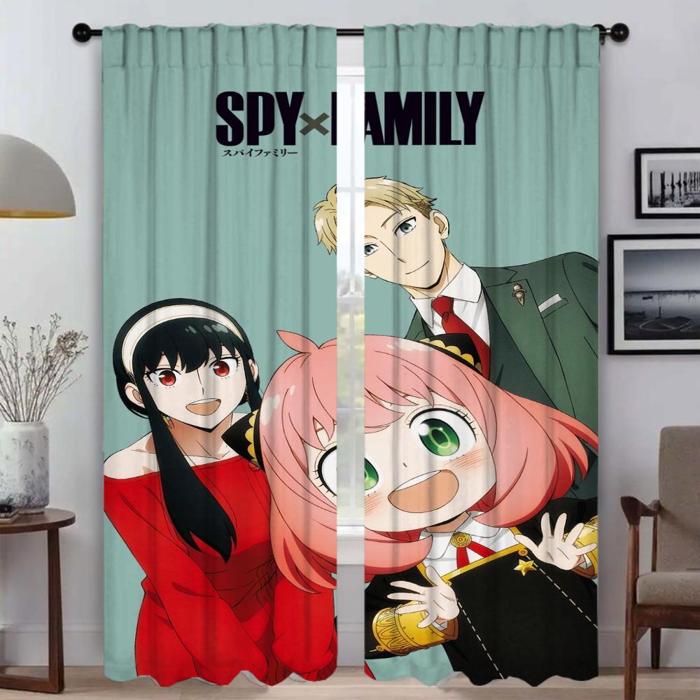 Набор из 2 штор Spy Family Камера Гостиная Тюль Спальня Хэллоуин Декор Детская Современный Устойчивый к насекомым Изготовлен Полиэстер Оконное оформление