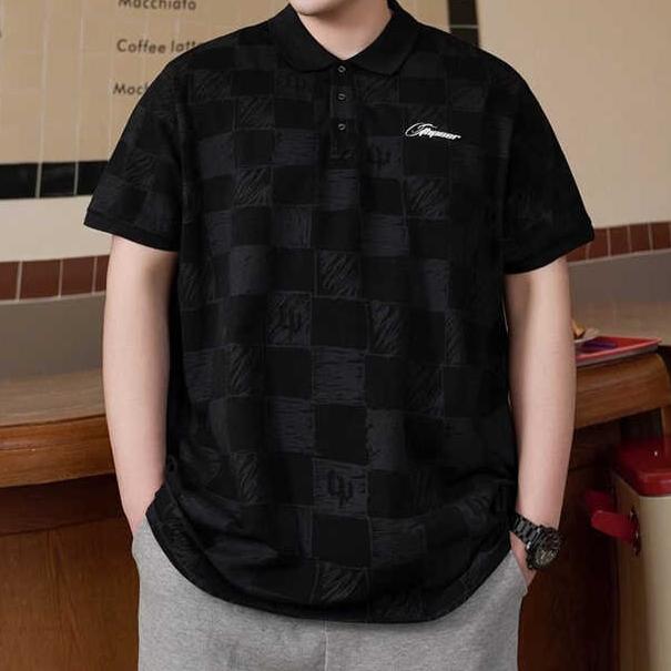 Checkered New Wave Men's Stretch Fit Moisture Transferring Fashionable Polo Shirt - Oversized Loose Casual Short Sleeve Athletic Top