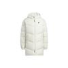 Neo Solid Color Hooded Zipper With Brand Logo Print Mid-Length Down Jacket Unisex Outerwear White HN4788