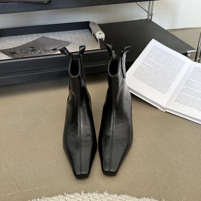 Остроносые ботильоны на скрытой платформе, женские, новые осень-зима 2025, одинарные ботинки, эластичные тонкие ботинки, короткие ботинки Челси с V-образным вырезом