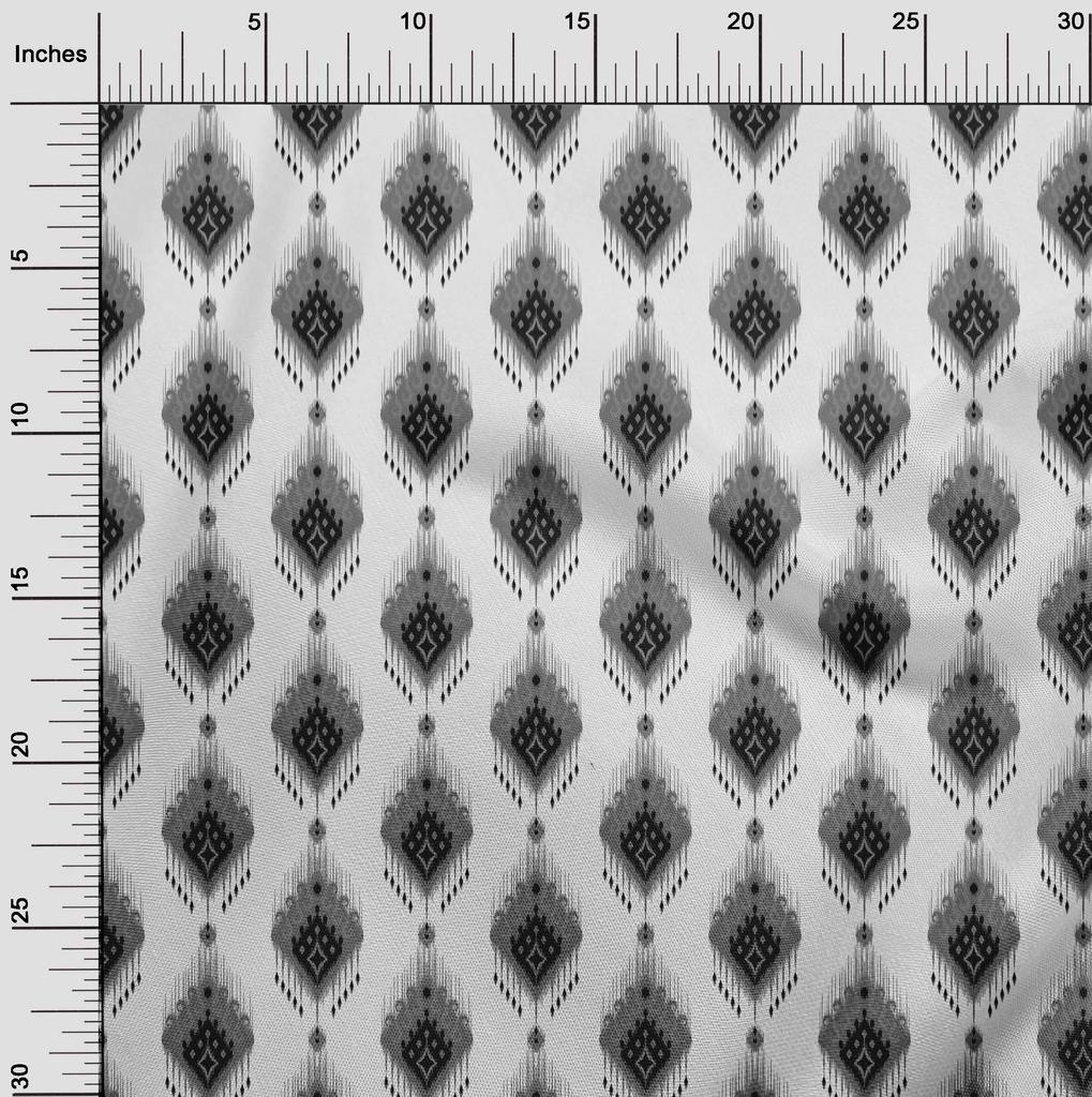 oneOone Cotton Poplin Gray Fabric Ikat Sewing Material Print Fabric By The Yard 42 Inch