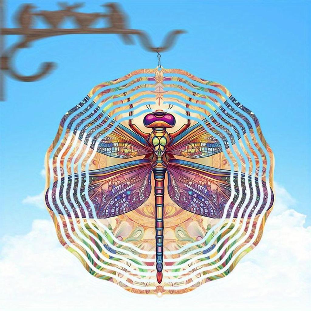 Красочный 3D металлический колокольчик ветра «Стрекоза» – Ручная работа, подвесной декор для сада, патио или дома | Художественный подарок на свадьбу, день рождения