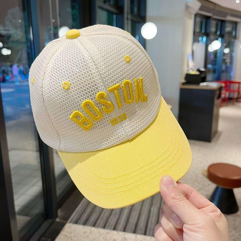 Дышащая сетчатая бейсболка с вышивкой букв, уличные солнцезащитные шляпы для маленьких мальчиков и девочек