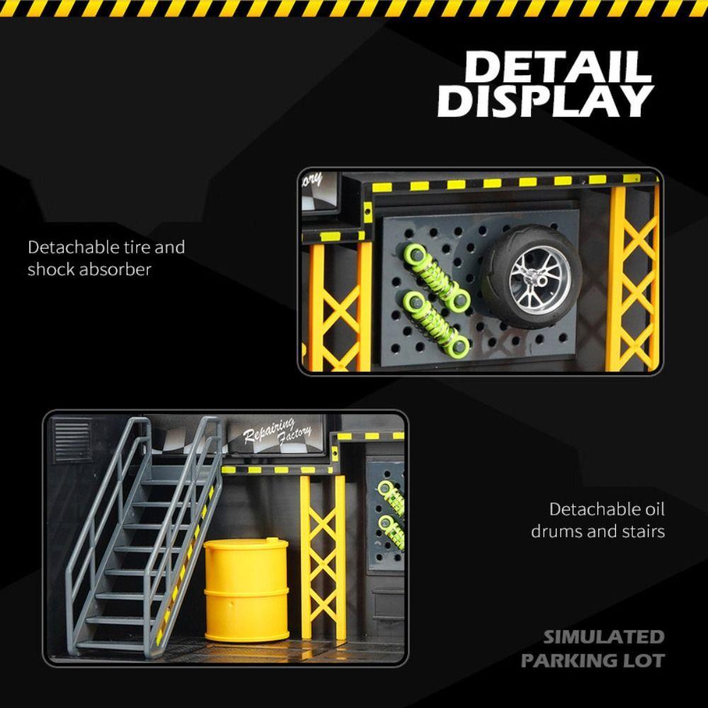 Diecast Zinc Zinc Alloy Lighting Parking Lot 1:24 1:32 Scale Car Model Display Car Garage Model  Assembly Toy