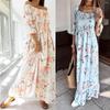Women Maxi Dresses Bohemian Casual Half Sleeve TBeach Woman Chiffon Dresses Floral Long Dress
