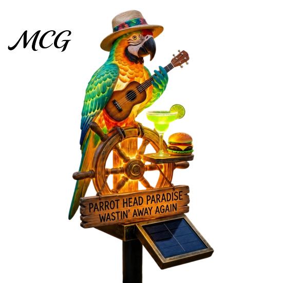 Tropical Bird Garden Decor Solar Parrot Light, LED Powered Pathway Outdoor Lamp Waterproof Decorative Stake Light for Patio Yard Lawn