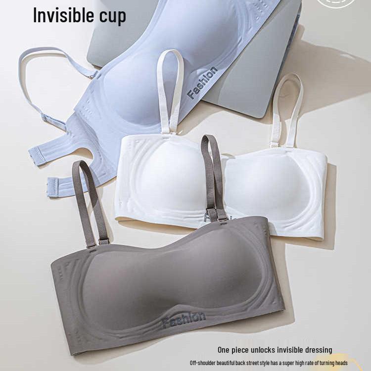 Seamless Push-Up Strapless Bandeau Bra for Women - Anti-Slip, Non-Drop, Backless Design, Enhances Small Chest