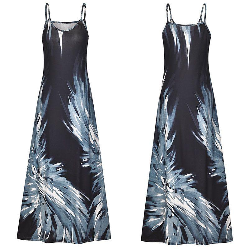 Elegant Women's Summer Strappy Floral Boho Kaftan Dress Perfect For Beach Days