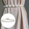 Женская поясная цепочка с цветком и жемчугом, регулируемая длина, элегантный многослойный ремень для платья, аксессуар для женщин