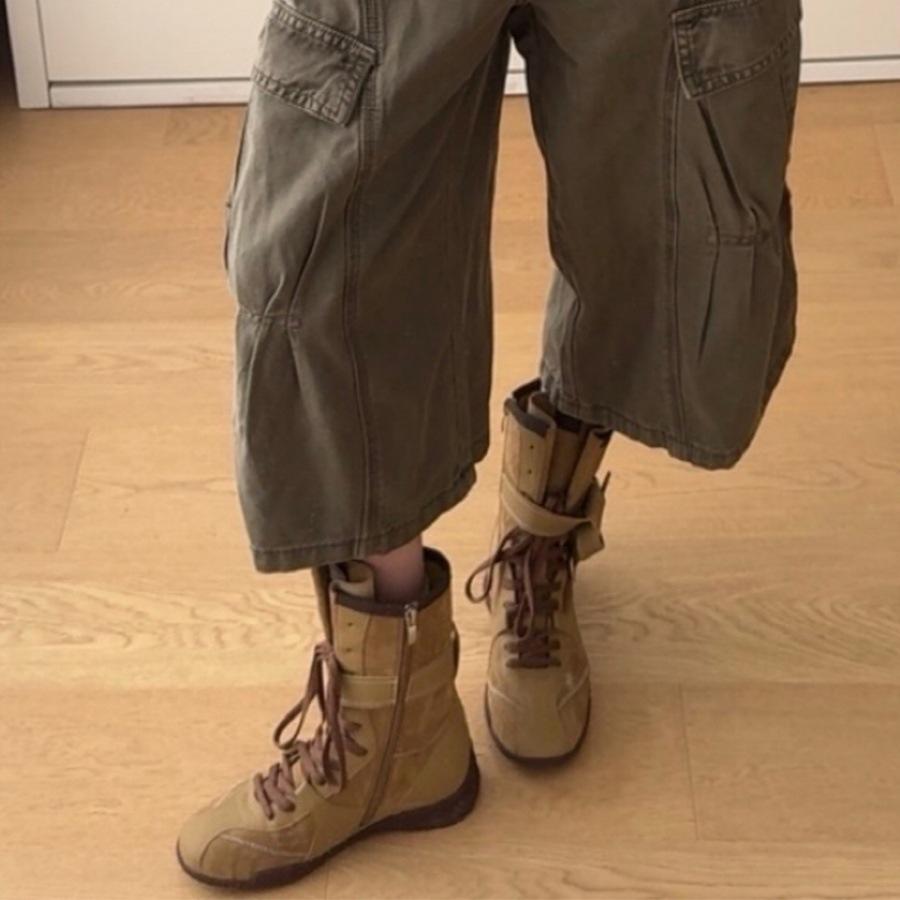 Юэю ретро универсальные немецкие тренировочные ботинки Мартин повседневные спортивные короткие ботинки универсальные боксерские ботинки круглый носок средняя голень ковбойские ботинки женские