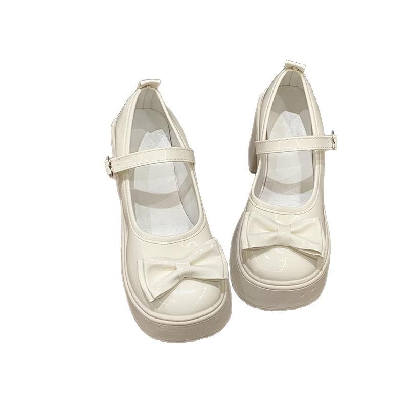 Туфли Мэри Джейн из маленькой кожи, милые и крутые туфли на высоком каблуке с бантом, женская весна и осень 2025 взрыв, туфли-лодочки с ремешком на одной пряжке, милые туфли jk