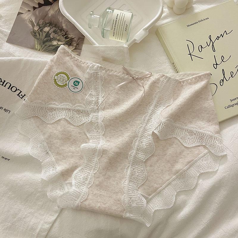 «7A Антибактериальное нижнее белье для девочек со средней посадкой из кружева и хлопка — женские большие размеры»