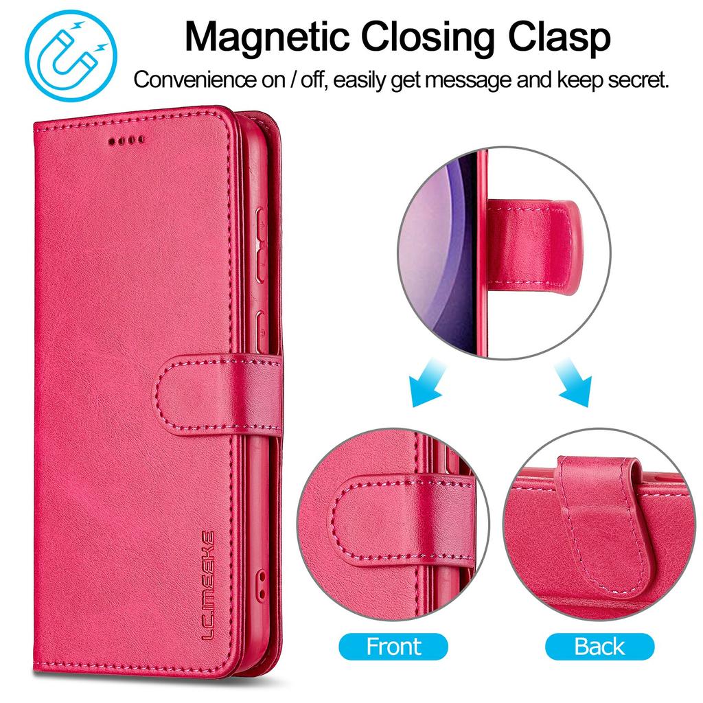 LC.IMEEKE For Samsung Galaxy S25 Case Calf Texture PU Leather Stand Wallet Phone Cover