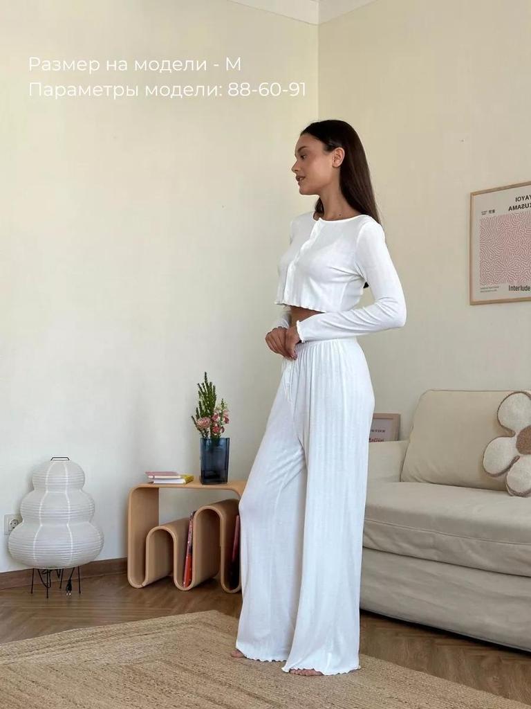 2025 Европейский и Американский Вязаный Комплект из Хлопкового Смесового Материала с Длинным Рукавом и Брюками для Осени/Зимы