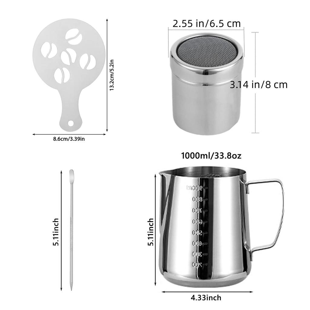 1 комплект из нержавеющей стали, емкость для молока в форме цветка, мерный стаканчик для кофе, необычная кофейная утварь, шаблон для украшения кофе в виде цветка